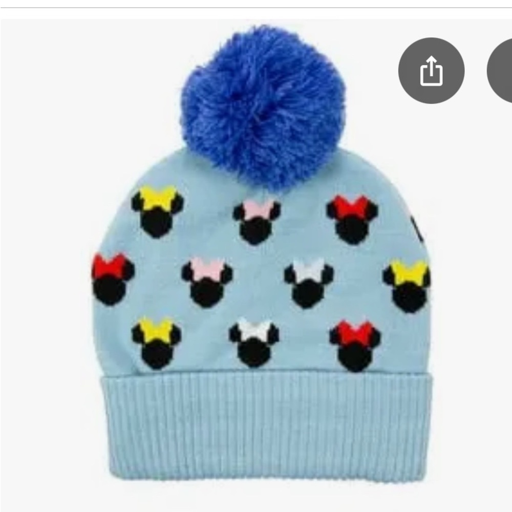 Kids' Disney Junior Toddler Blue Pom-Pom Minnie Mouse Beanie
